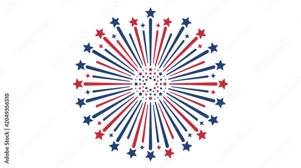 Obraz premium American Independence Day Fireworks Celebration Icon.