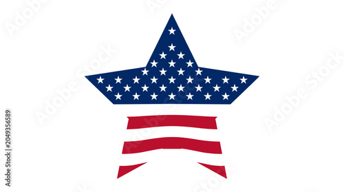 Tableau sur toile American star with red ribbons symbol.