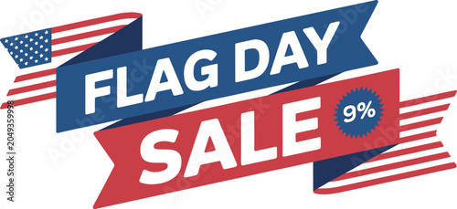 Flag day sale banner with american flag elements and percentage discount