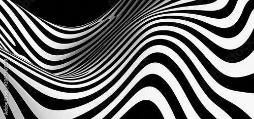 Abstract black and white wavy lines pattern background