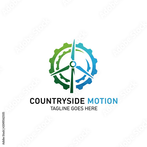 Modern sustainable energy logo representing renewable power, green technology, and industrial movement for eco-friendly engineering companies and environmental brands.