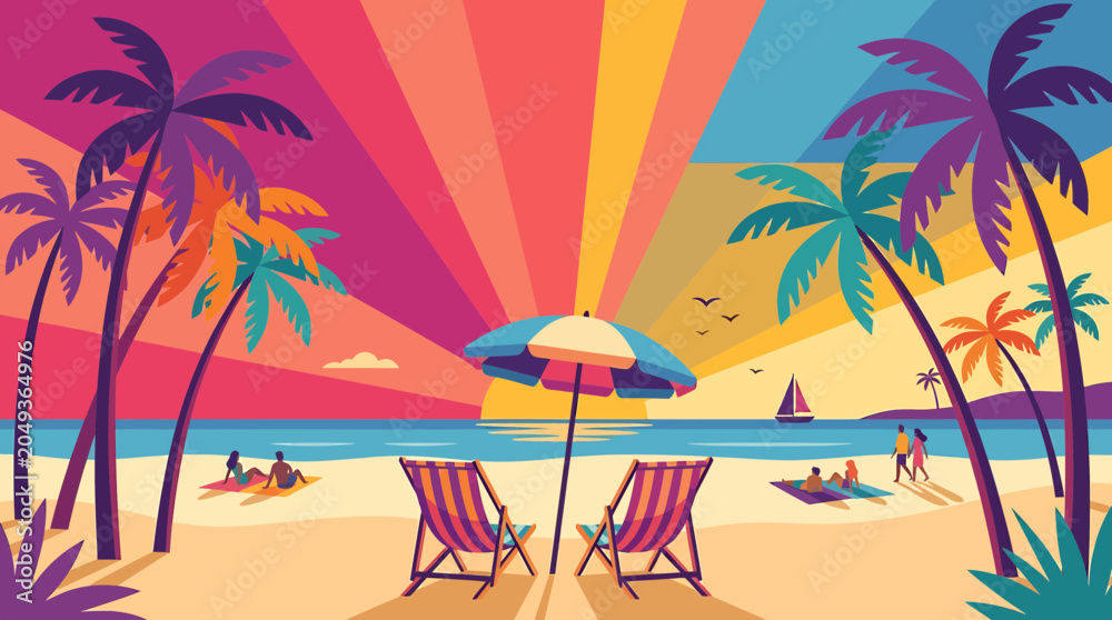 Obraz premium Vibrant Beach Scene at Sunset