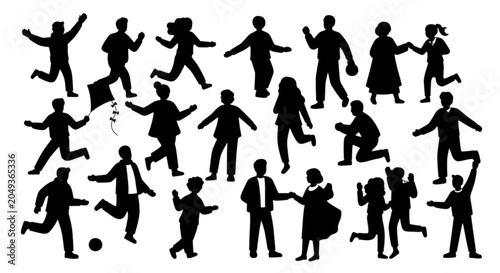Black silhouettes of happy business people