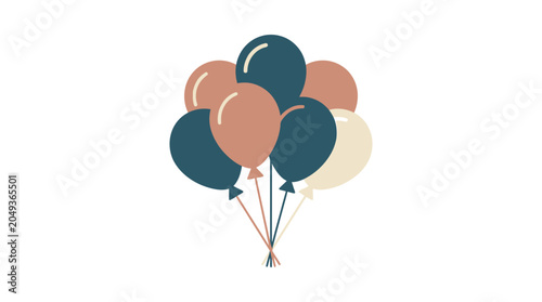 Foto Colorful balloons tied together floating.