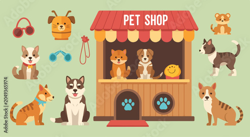 Photography A pet shop with dogs and cats around