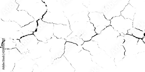 Obraz na płótnie Cracked surface texture with black lines on white grunge background for graphic