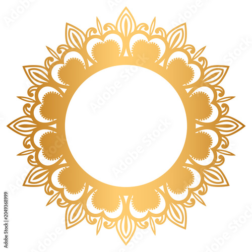 Golden Circle Frame With Mandala Luxury Floral Ornament Design