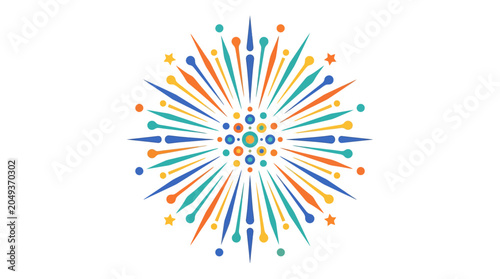 Obraz na plátně Vibrant multicolored starburst design element graphic.