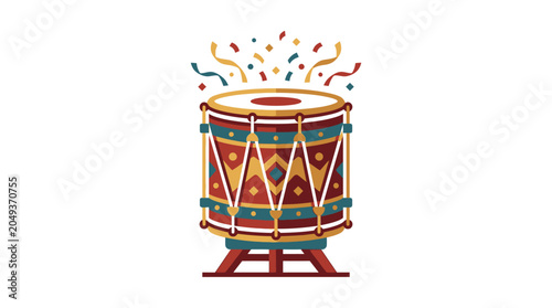 Foto Colorful Indian drum with decorations.