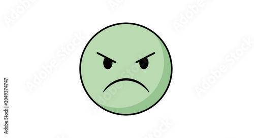 Canvastavla Angry green face emoji with frown and scowling expression