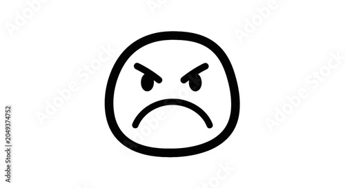 Schilderij op canvas Irregular sketched angry face icon with scowling expression