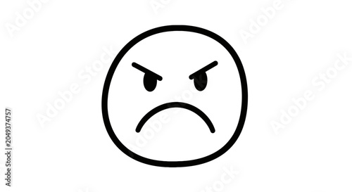 Schilderij op canvas Sketched angry face drawing with expressive frown