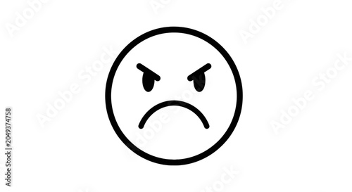 Fotografie Minimalist angry face icon in black and white line art