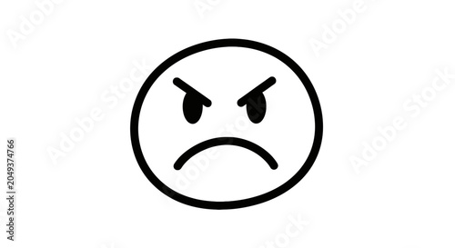Obraz na płótnie Thick outline angry face emoticon for emotional messaging