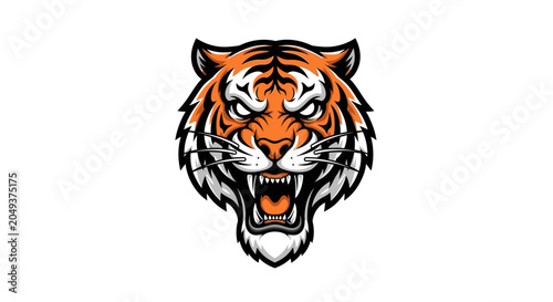 Aggressive tiger head mascot logo for esports team branding