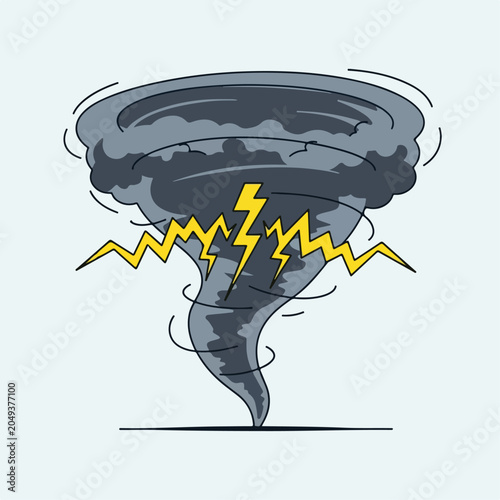 Cuadro en lienzo scary cartoon vector of tornado and lightning storm