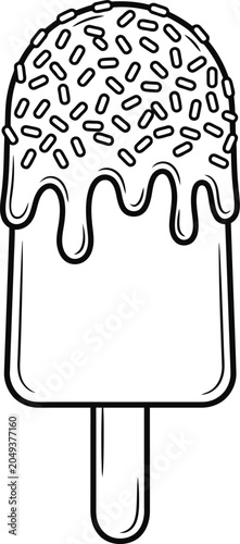 Fotografía Black and white line art illustration of a popsicle with sprinkles 8