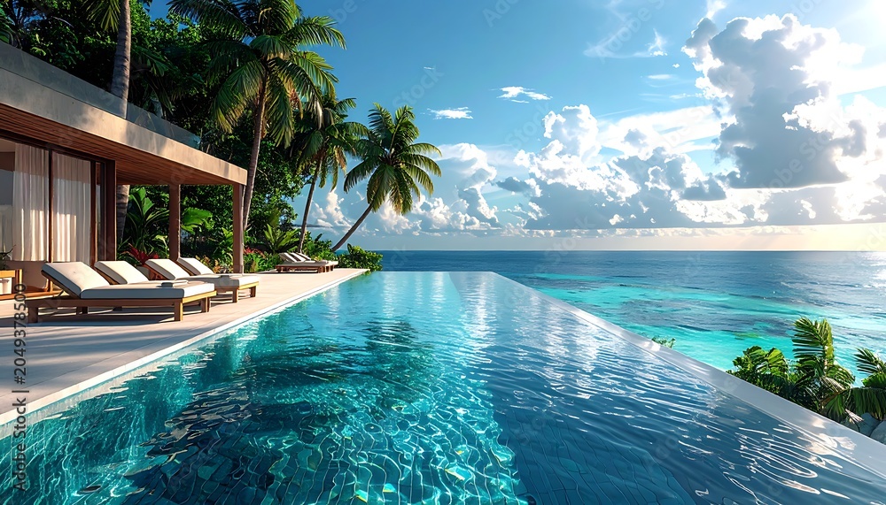 Obraz premium A serene infinity pool overlooking the ocean (43)