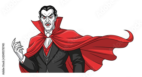 Foto Dracula Vampire Character Illustration with Red Cape