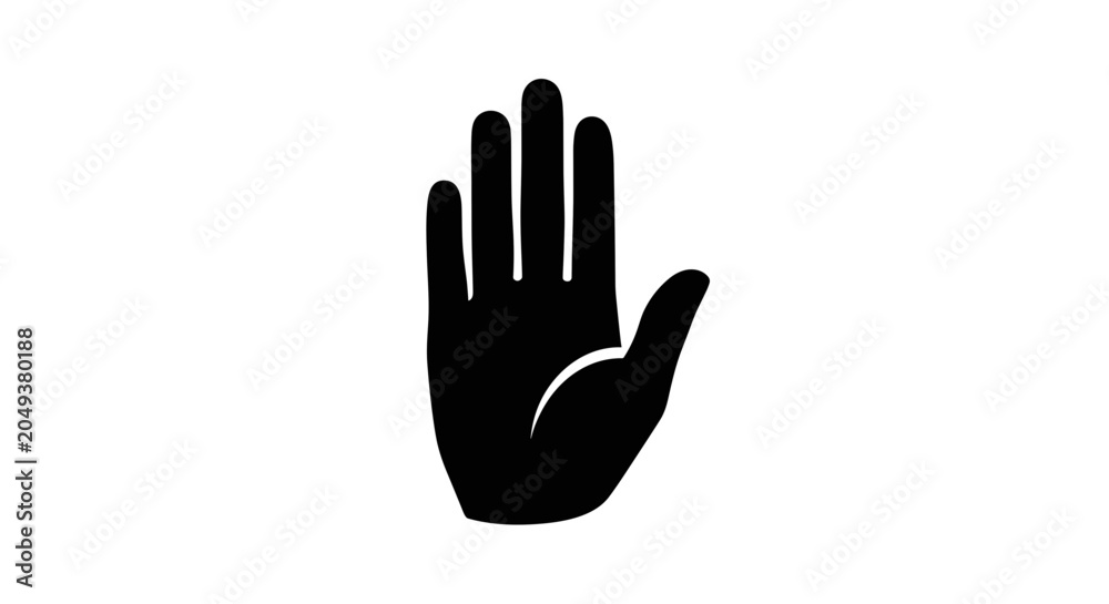 Obraz premium Black Hand Stop Gesture Icon.