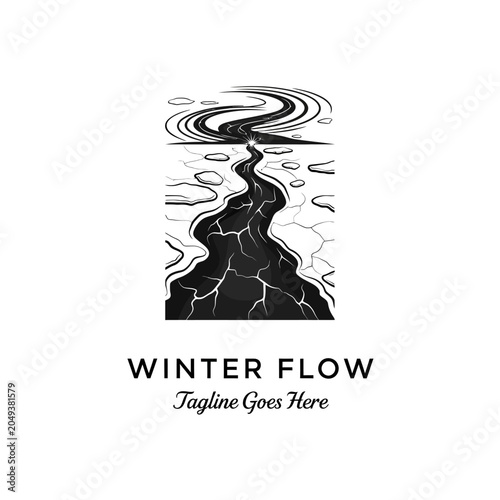 Foto Serene winter landscape emblem perfect for environmental organizations, outdoor travel guides, and nature conservancy projects