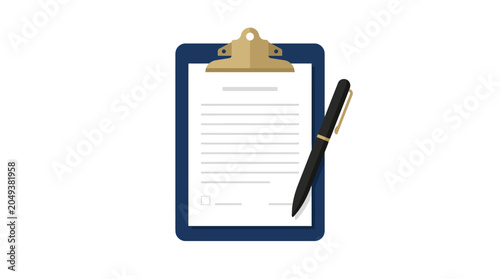 Photos Clipboard with paper and pen.