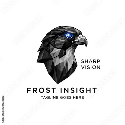 Tableau sur toile Intense bird of prey emblem suitable for security firms, surveillance tech, or athletic brands focusing on focus, vision, and sharp instincts