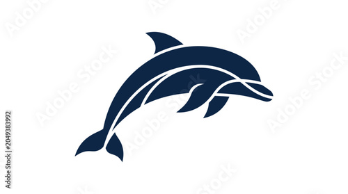 Foto Dolphin Swimming In The Ocean Water.