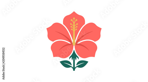 Photography Vibrant Pink Hibiscus Flower Illustration.