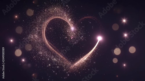 Heart shape sparkled abstract glow nubes absorb romance dark background with heart light shape absorb nubes glow dark background sparkling particle soft bokeh romantic abstract love symbol heart