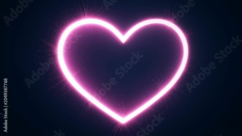 Neon heart shape glow absorb nubes on dark background with soft spark effect, glowing pink heart shape, romantic mood, love symbol, soft pink light, SEO friendly abstract visual