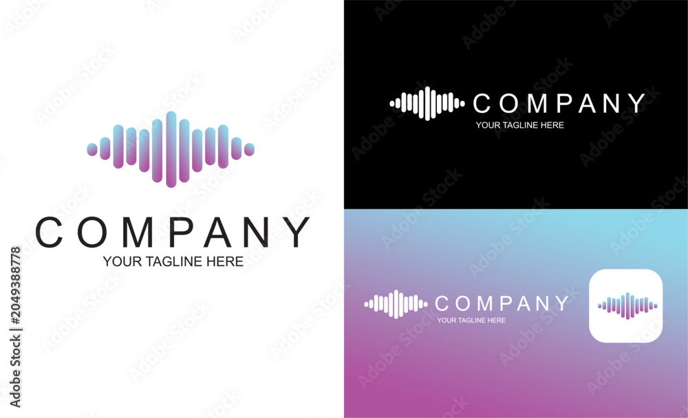Fototapeta premium Gradient audio sound wave icon for logo templates, branding, and corporate identity design. Ideal for musicrelated businesses.