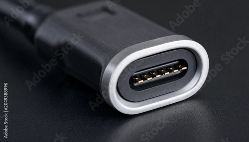 Closeup of a magnetic charging cable connector head