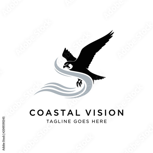 Photography Clean and modern coastal-themed bird logo design, ideal for seaside resorts, surfing brands, or conservation groups