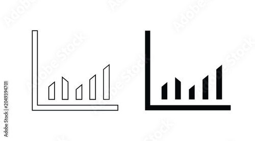 Minimalist bar chart icons, financial growth graph vector, business data analytics symbol