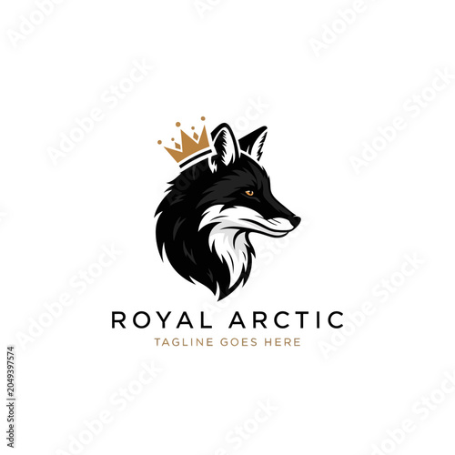 Foto Noble fox crown logo ideal for outdoor clothing brands, wildlife conservation organizations, or arctic-themed businesses seeking a clever and premium look