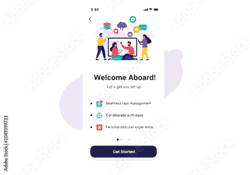 Photos A welcome screen with people and features