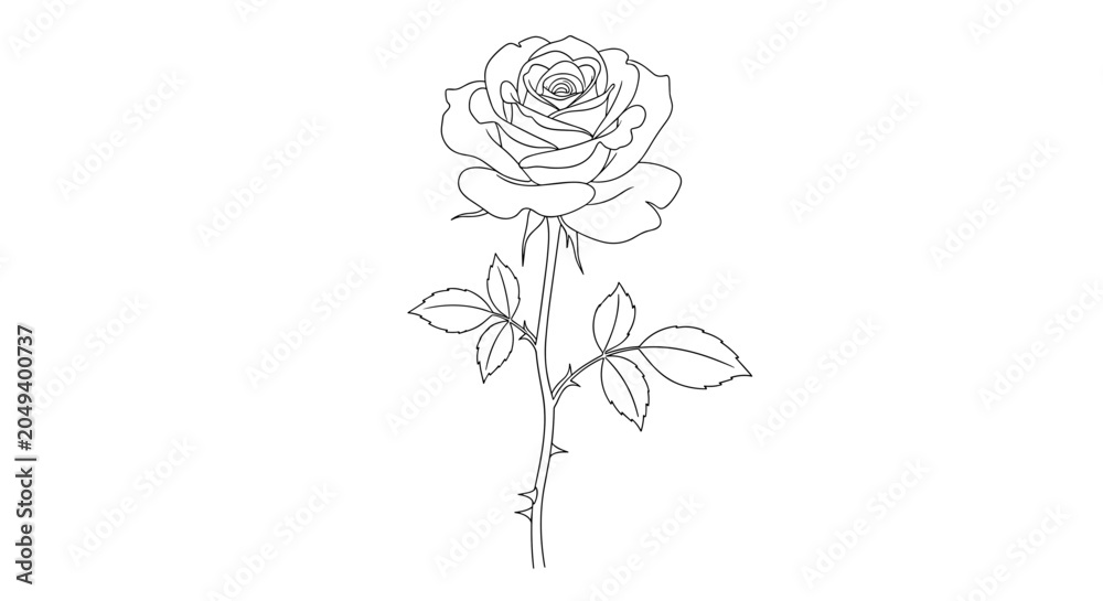 Fototapeta premium Single Rose Flower Illustration.