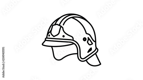 Tableau sur toile Firefighter Helmet Icon - Outline Drawing
