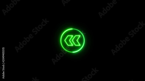 Neon arrow blinking animation left direction concept, arrow loading icon animation.