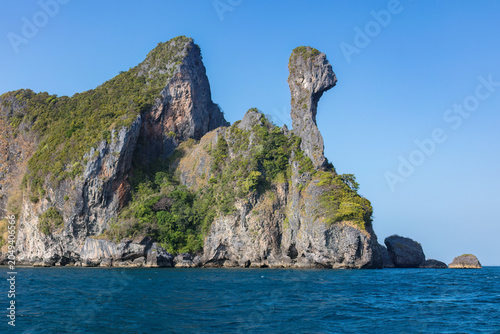 Chicken Island, named after the limestone formation resembling a chicken. In the Andaman Sea, near Krabi, Southern Thailand. 
