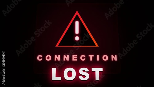 Connection Lost Alert Icon with Glitch Effect on Digital Screen