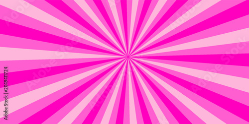 Retro candy cane spiral background with strawberry cream swirls. Pink whirlpool bg. Whimsical Y2K vortex pattern featuring pastel pink and white radial beams in psychedelic cartoon style.