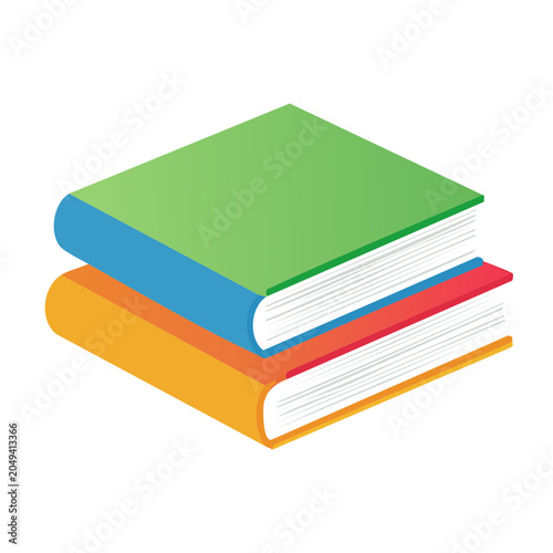 Stack of colorful books in isometric view