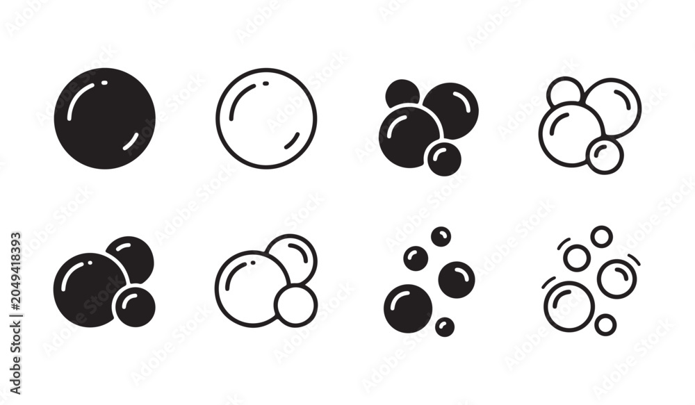 Fototapeta premium Soap bubbles icon. Foam bubble symbol. Sparkling water vector illustration. Fizzy soda drops sign.