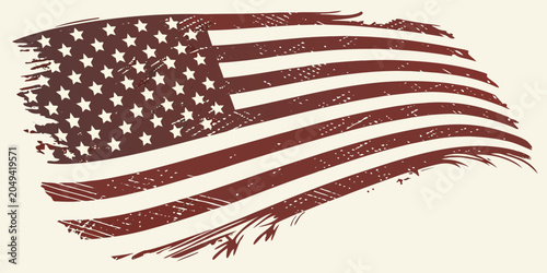 Waving distressed american flag graphic design element with american distressed patriotic national democracy illustration weathered isolated background patriotism celebration independence