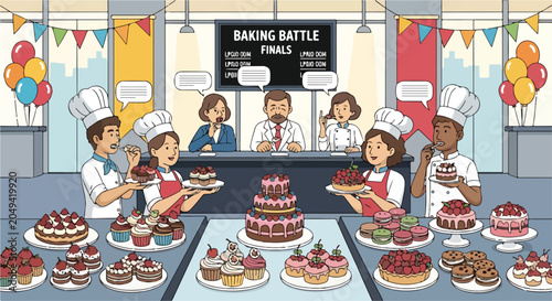 Φωτογραφία Cartoon bakers compete in a baking battle
