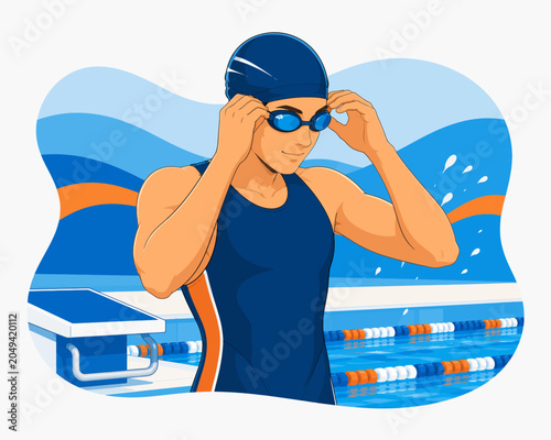 Calm swimmer at the pool side