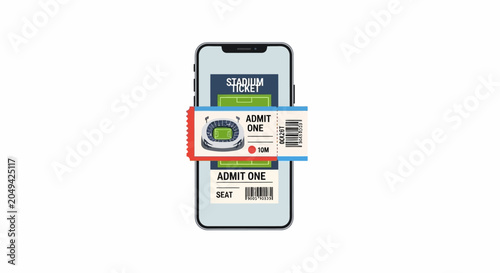 Bild auf Leinwand Mobile Phone Displaying Digital Stadium Ticket for Event Entry