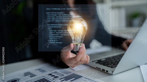 Bilde på lerret Script programming for task manager user interface, handling form submission, in